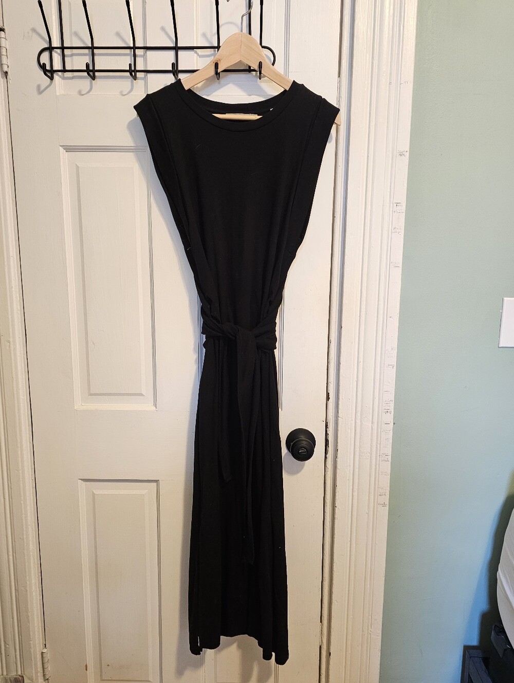 Vince Black Sleeveless Tie-Waist Maxi Dress